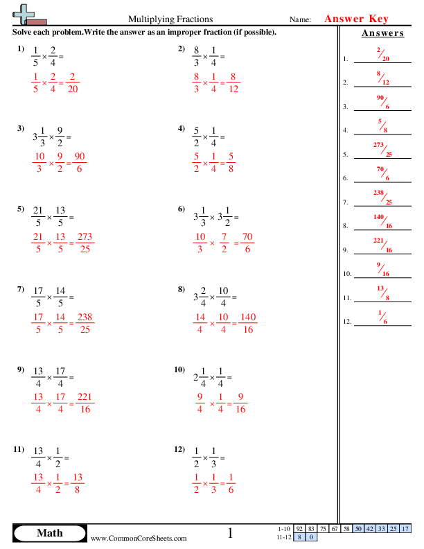 Fraction Worksheets