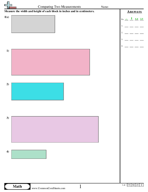 Comparing Two Measurements (Width & Height) Worksheet Download