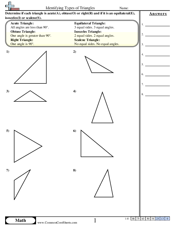 Identifying Types of Triangles Worksheet Download